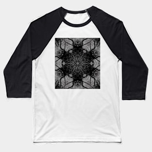 Detailed Majestic Black and White Patterned Mosaic Baseball T-Shirt